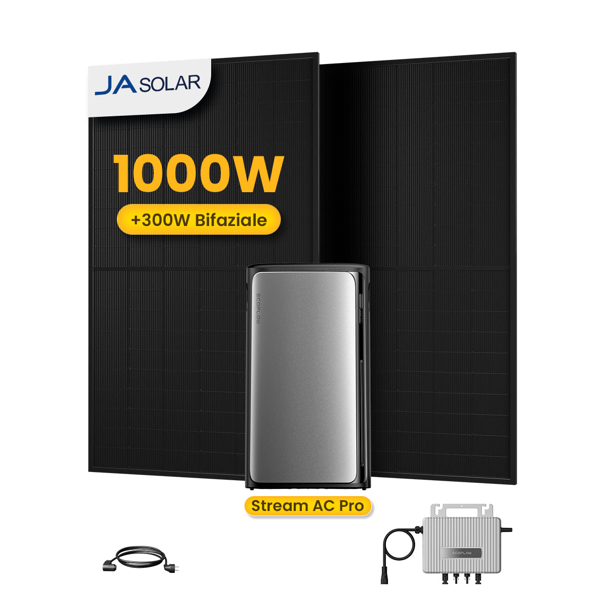 EcoFlow Balkonkraftwerk Set, 890/1000Wp Bifaziale Solarmodule, 800W Wechselrichter, Powerness