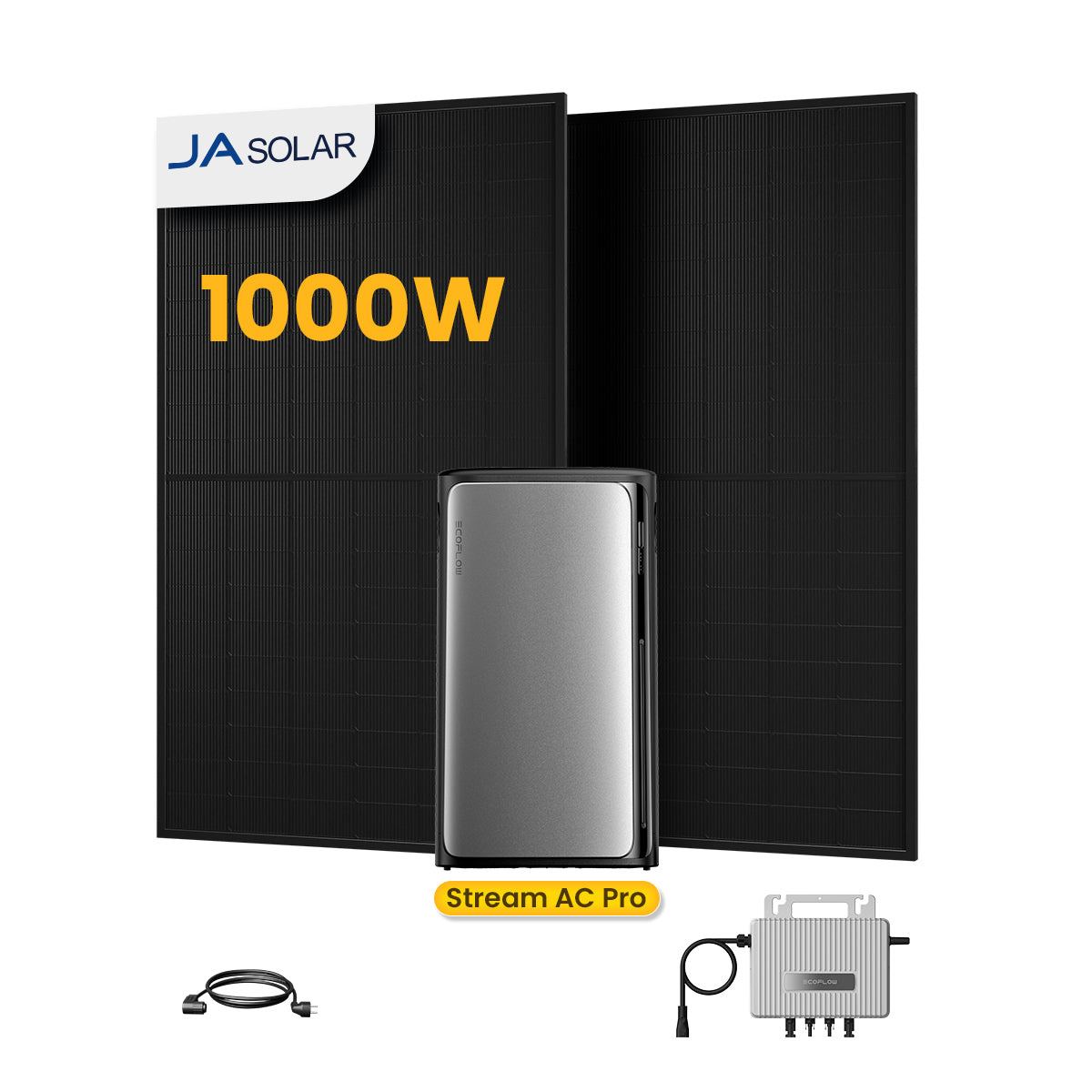 EcoFlow Balkonkraftwerk Set, 890/1000Wp Bifaziale Solarmodule, 800W Wechselrichter, Powerness