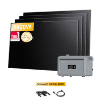 Growatt NEXA 2000 All-in-One Speicher für Balkonkraftwerke, mit 4 x 480Wp Sunpro BC Bifazial Full Black Solarmodul, by Powerness