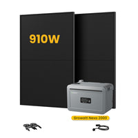 Growatt NEXA 2000 All-in-One Opslag voor Balkon-Zonnepanelen, met 2 x 450W Bifaciale Zonnepanelen, by Powerness