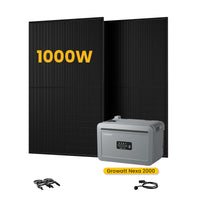 Growatt NEXA 2000 All-in-One Speicher für Balkonkraftwerke, mit 2 x 500W Bifaziale Solarmodule,by Powerness