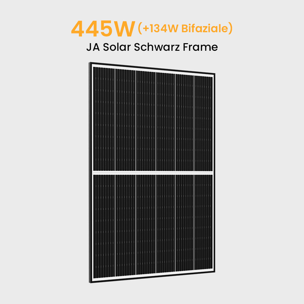 JA Solar 445Wp Black Frame Paneel Bifaziale N-Doppelglas-Monomodul Solarmodul