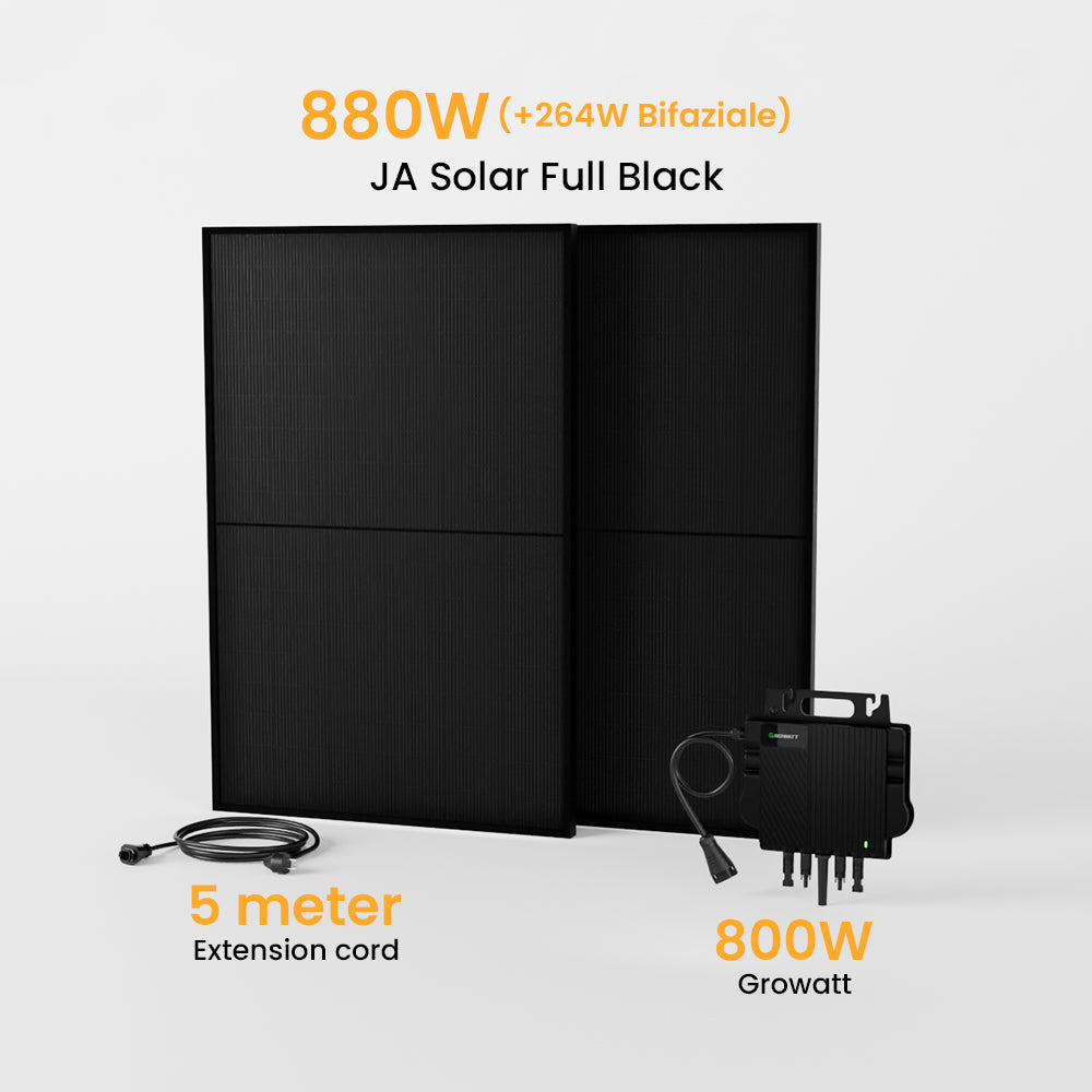 Growatt Balkonkraftwerk Set, 880Wp Bifaziale Solarmodule, 800W Wechselrichter
