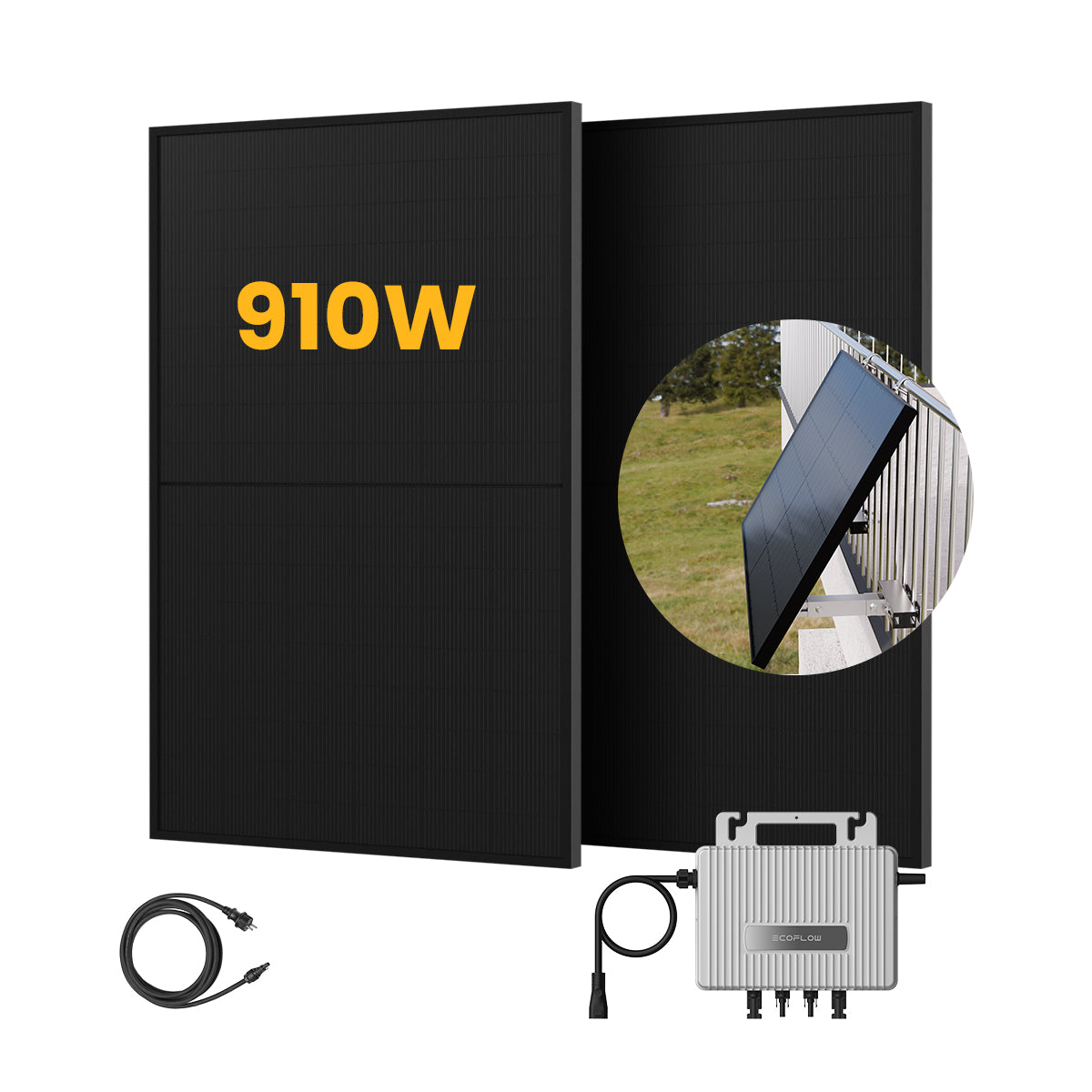 EcoFlow Balkon Power Plant Set, 890/1000<tc>Wp</tc> Bifaciale Zonnepanelen, 800W Omvormer (dealclub)