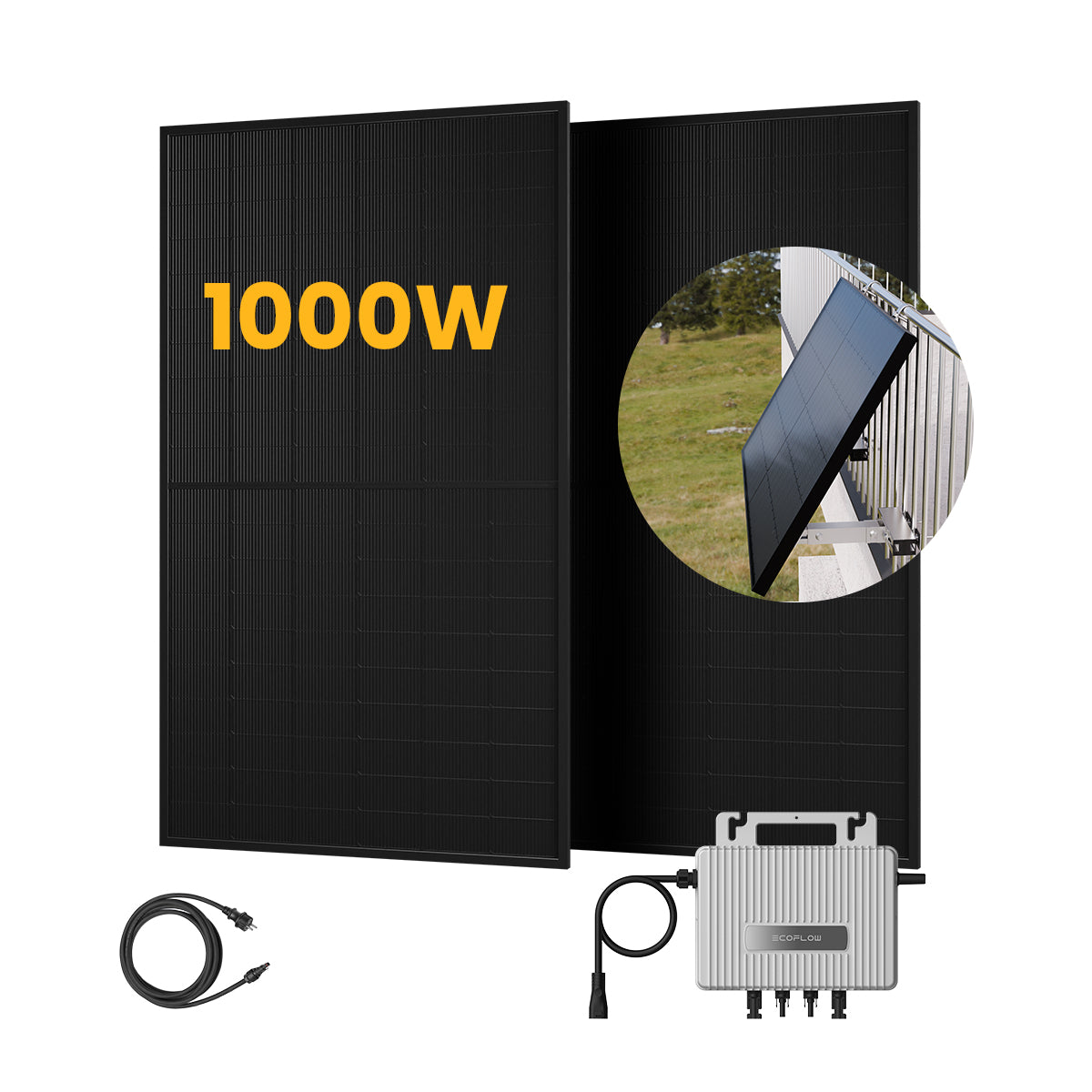 EcoFlow Balkonkraftwerk Set, 910/1000Wp Bifaziale Solarmodule, 800W Wechselrichter (dealclub)