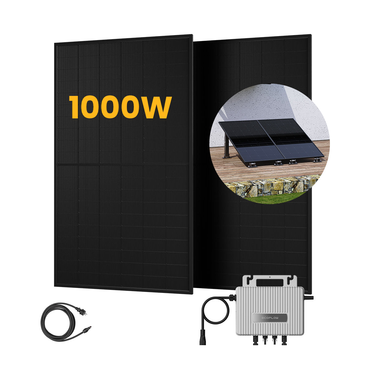 EcoFlow Balkonkraftwerk Set, 910/1000Wp Bifaziale Solarmodule, 800W Wechselrichter (dealclub)