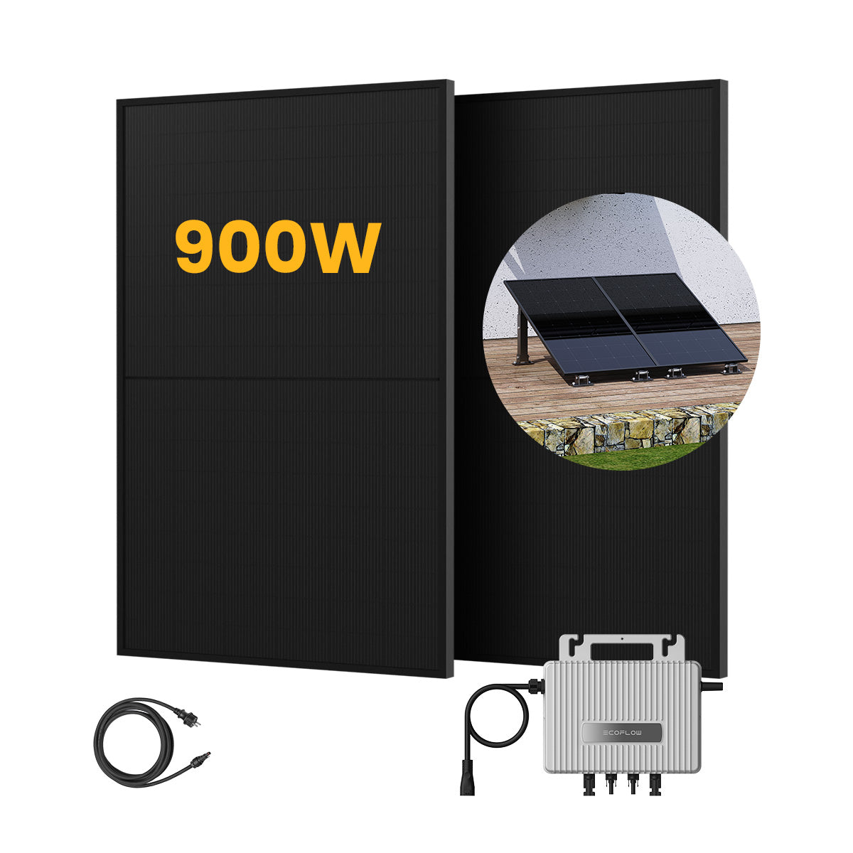 EcoFlow Balkonkraftwerk Set, 910/1000Wp Bifaziale Solarmodule, 800W Wechselrichter (dealclub)
