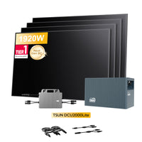 TSUN DCU2000Lite Solarspeicher für Balkonkraftwerke, mit 4 x 480Wp Sunpro BC Bifazial Full Black Solarmodul, by Powerness