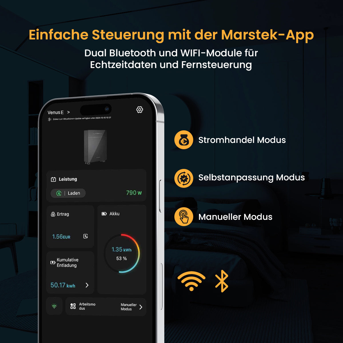 Marstek Venus-E 5,12kWh Speicher für Balkonkraftwerk AC gekoppelt All-in-One Solarspeicher
