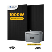 Growatt NEXA 2000 All-in-One Speicher für Balkonkraftwerke, mit 2 x 500W JA Solar Bifaziale Solarmodule,by Powerness