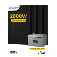 Growatt NEXA 2000 All-in-One Speicher für Balkonkraftwerke, mit 4 x 500W JA Solar Bifaziale Solarmodule,by Powerness