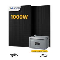 Growatt NEXA 2000 All-in-One Opslag voor Balkon-Zonnepanelen, met 2 x 500W JA Solar Bifaciale Zonnepanelen, by Powerness