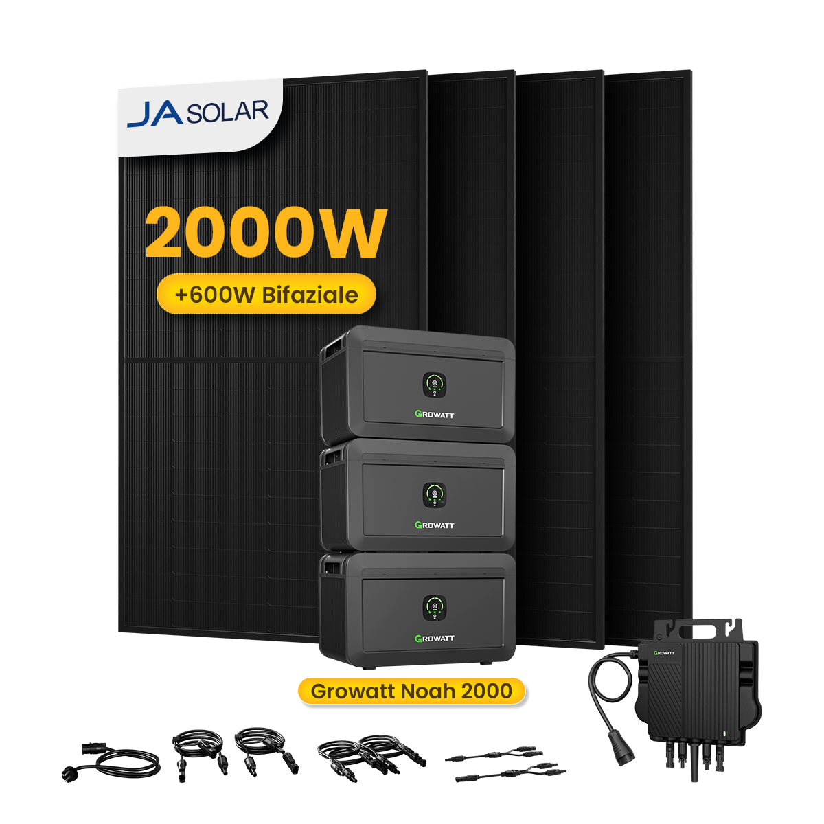 Growatt NOAH 2000 Balkonkraftwerk mit Speicher, 2048/4096/6144/8192Wh, 890/1000/1780/2000W Bifaziale Solarmodule