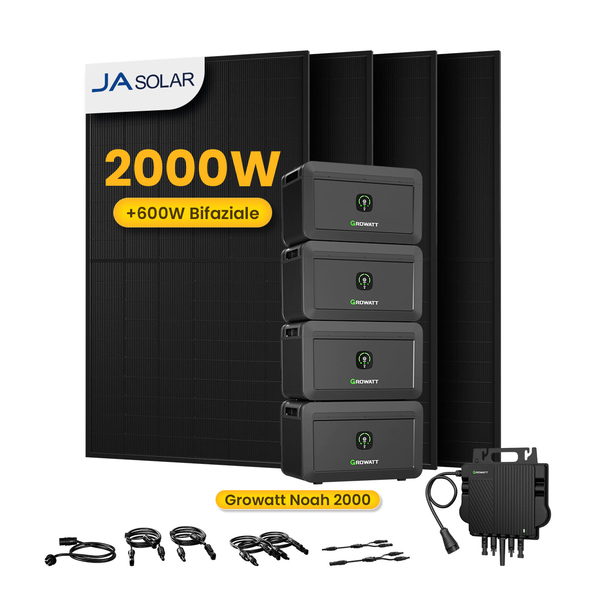 Growatt NOAH 2000 Balkonkraftwerk mit Speicher, 2048/4096/6144/8192Wh, 890/1000/1780/2000W Bifaziale Solarmodule