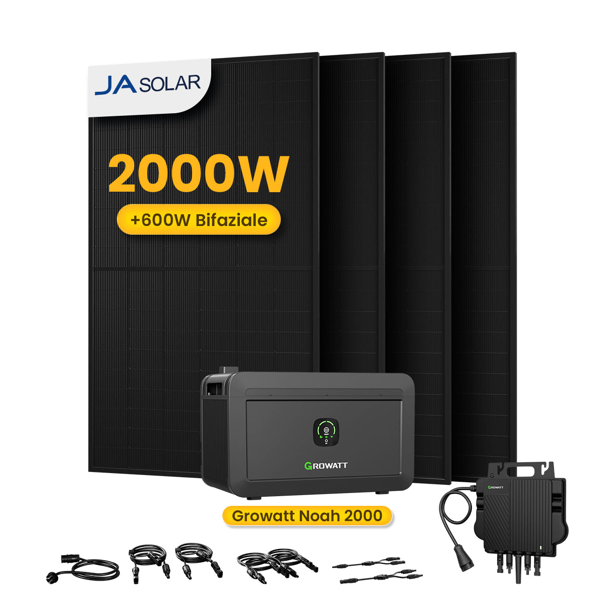 Growatt NOAH 2000 Balkonkraftwerk mit Speicher, 2048/4096/6144/8192Wh, 890/1000/1780/2000W Bifaziale Solarmodule