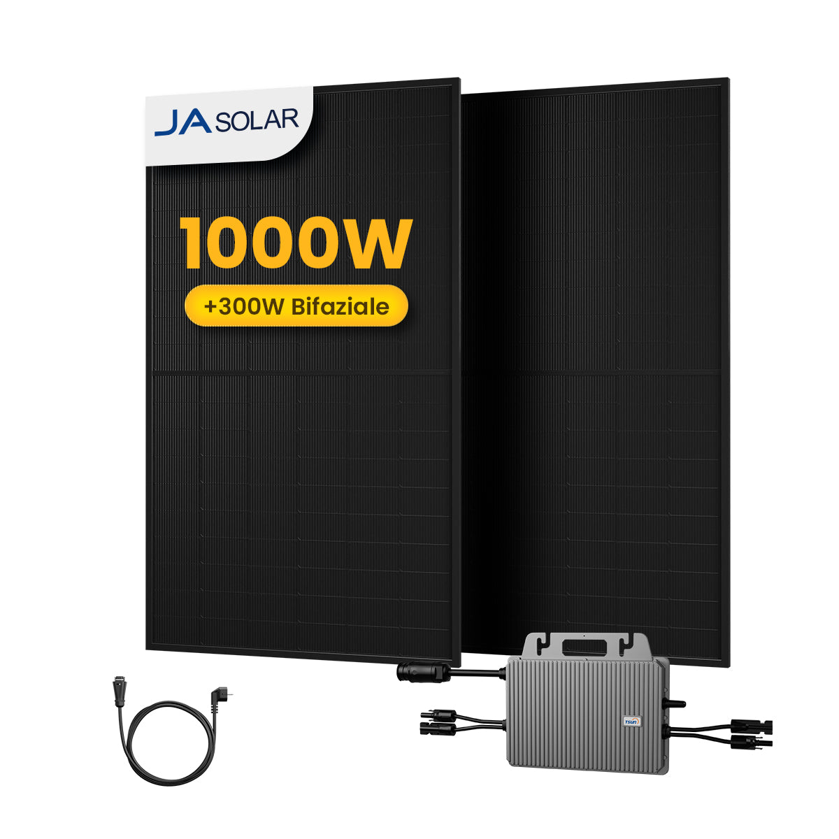 Powerness Balkonkraftwerk Set, 900/1000Wp Bifaziale Solaranlage, 800W TSUN TSOL-MS800 Wechselrichter, JA Solar Solarmodul Sonderangebot