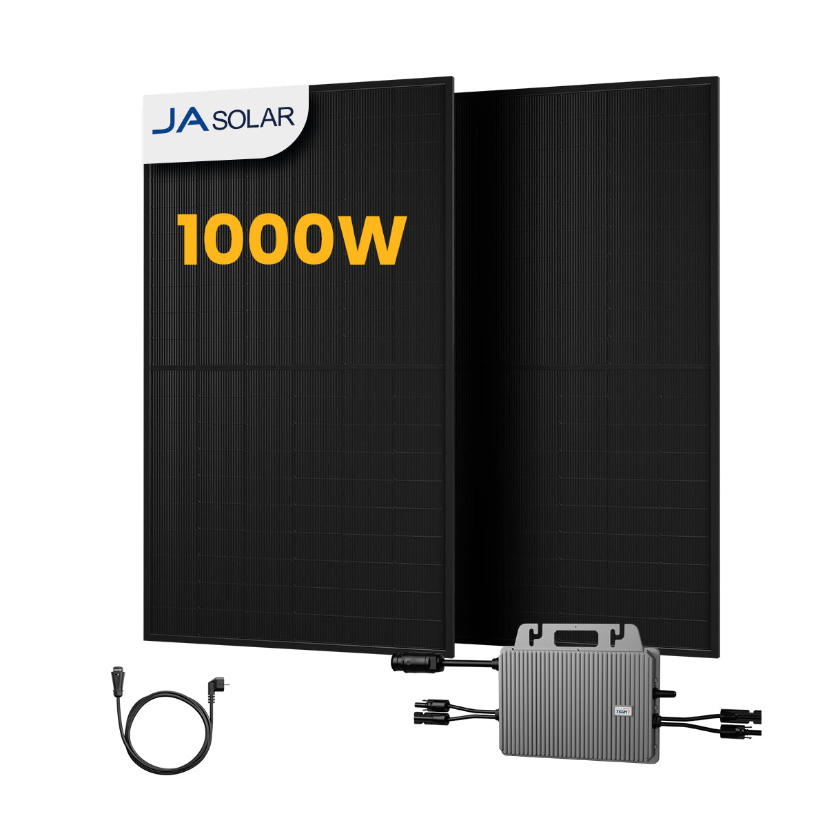 Powerness Balkonkraftwerk Set, 900/1000Wp Bifaziale Solaranlage, 800W TSUN TSOL-MS800 Wechselrichter, JA Solar Solarmodul Sonderangebot